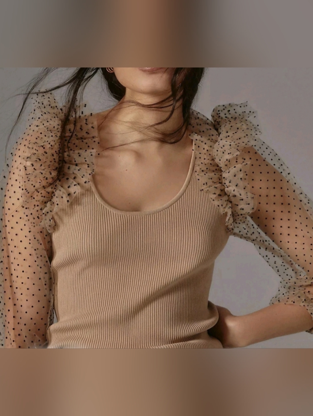 Anthropologie Sheer Sleeve Dolan Top Sz 1x - Picture 4 of 13